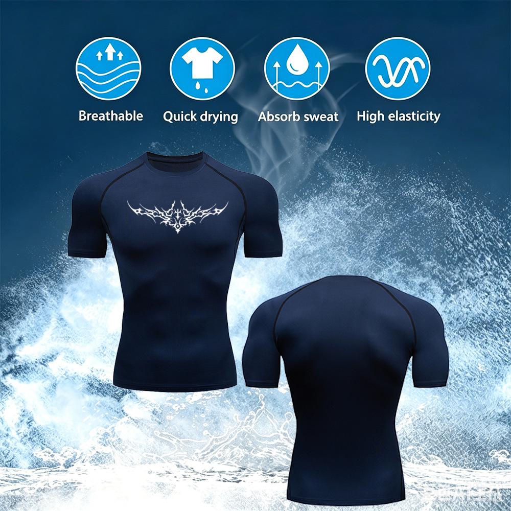 Y2K Men's Quick-Dry Compression Sports T-Shirt - Short & Long Sleeve, Breathable, High Elasticity