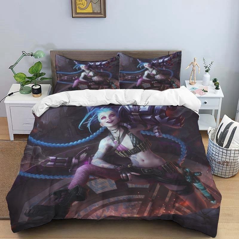 Cartoon Game Jinx Arcane_ League of Legends Bedding Set King Twin Double Child 3 Piece Mircofiber or Polyester Duvet Cover Sets