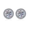 New S925 Sterling Silver Round Moissanite Screw-Back Earrings