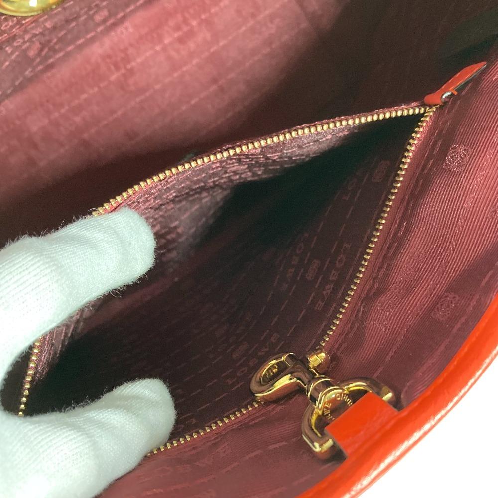 Loewe Logo Heritage Bag Tote Bag Shoulder Bag Leather Orange Red Based