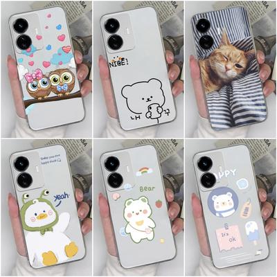 Korpusa vāciņš priekš Vivo Y55 Y51 Y52 Y73 Y9s Y77e Y90 Y91C Y75 Y83 Y97 cute modes karikatūras raksts Triecienizturīgs caurspīdīgs mīksts silikons Vivo buferim