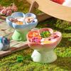 High Foot Raised Cat Feeder Flower Shape Ceramic Pets Dish Slow Feeder Cat Bowl  Puppy
