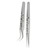 2pcs Stainless Steel Precision Curved And Straight Tweezers Set for Gardening and Model Making with Ergonomic Design