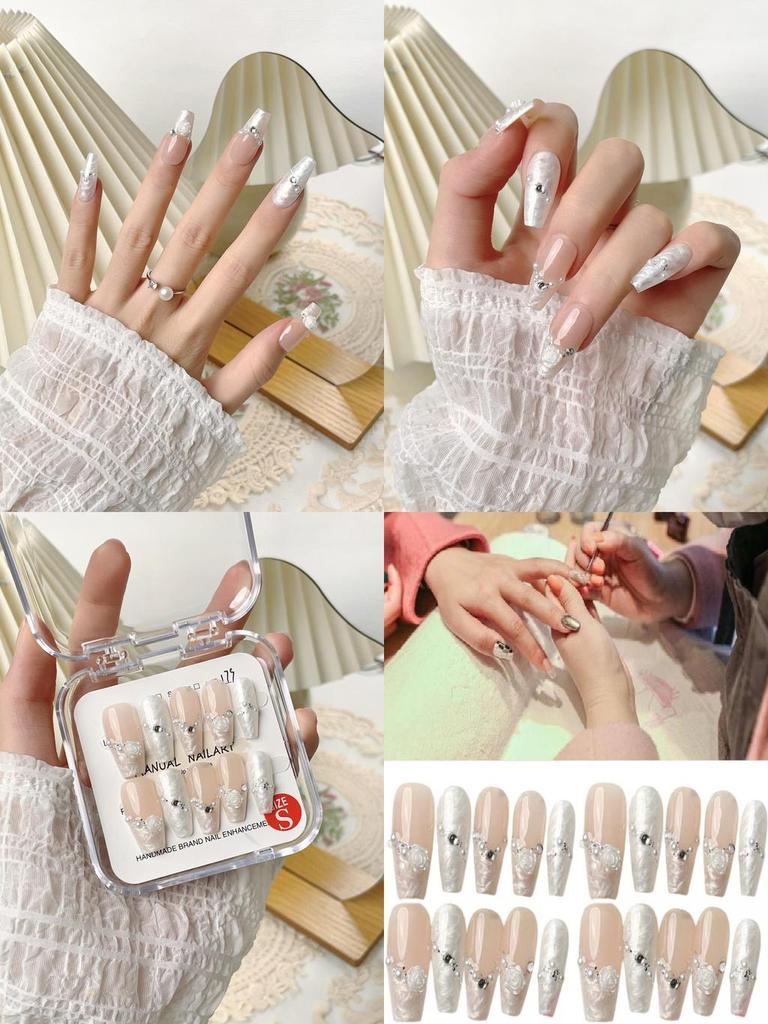 Handmade Long Floral Nail Sticker Wholesale For Women Xs S M L Pure Desire Style