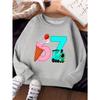 Unisex Kids Crewneck Sweatshirt For Over 4 Years Old Boys Girls Strawberry Ice Cream Number 6 Cute Train Number 7 Pullover Top For 4-12 Children