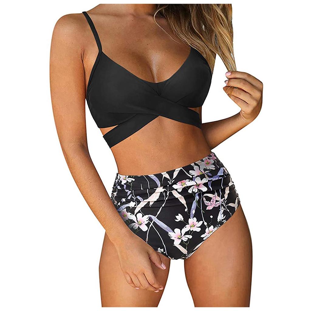 Women's Striped Printing Padded Push Up 2 Piece Bikini Sets Swimsuits Beachweart