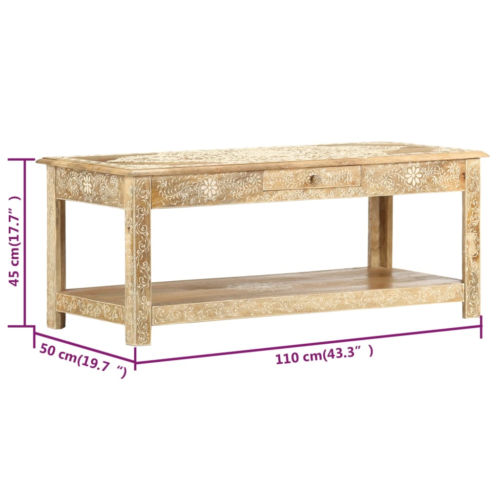 Coffee Table 110 x 50 x 45 cm Hand painted Solid Mango Wood