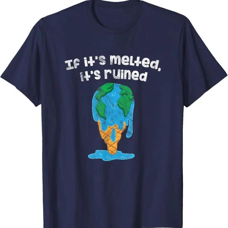 Melting Earth Ice Cream Graphic Tee EnvironUnisextal Climate Change Short Sleeve TShirt For Unisex S