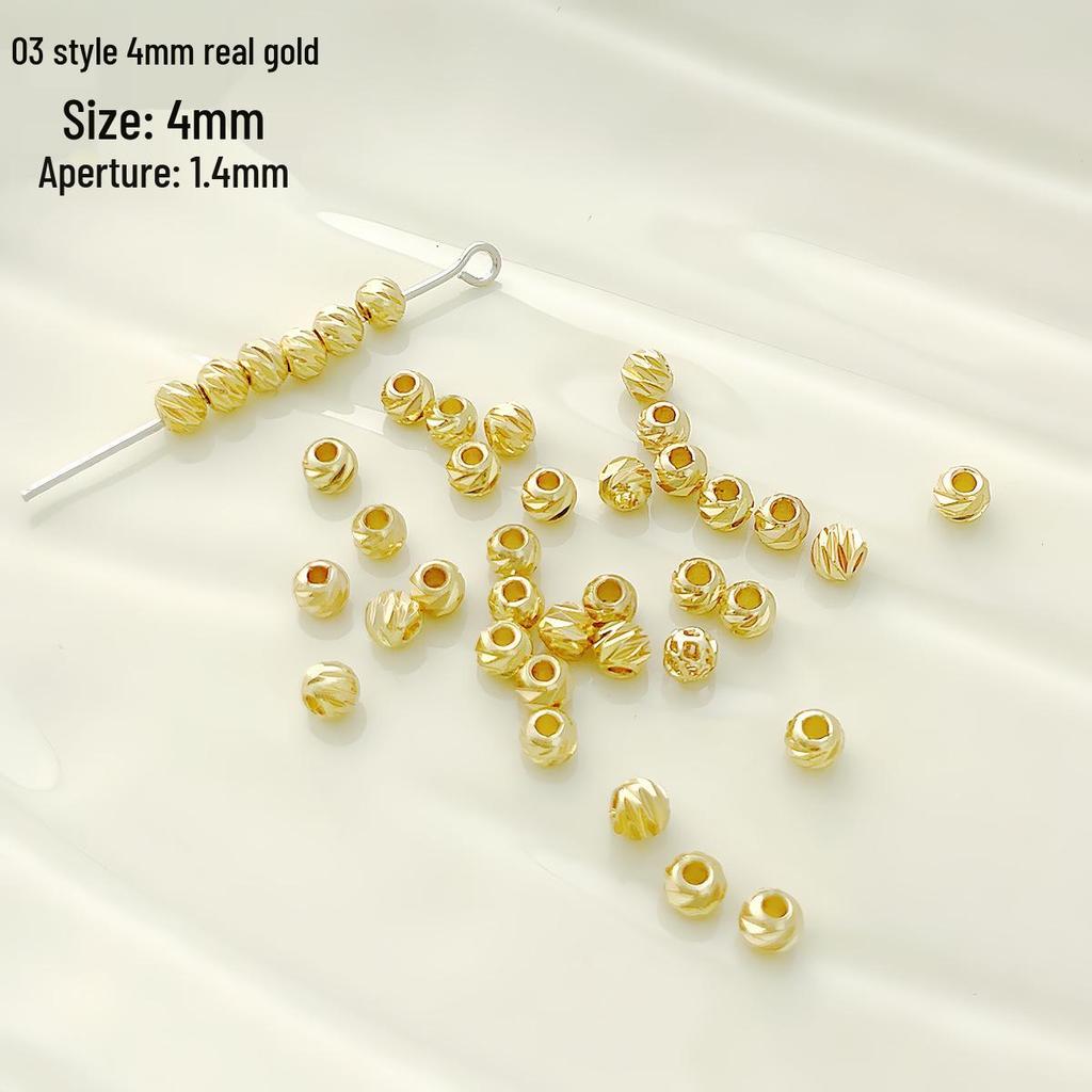 18K Vergoldete, kreuzgeschnittene, runde Abstandshalterperlen für die DIY Schmuck-, Halsketten- und Armbandherstellung.