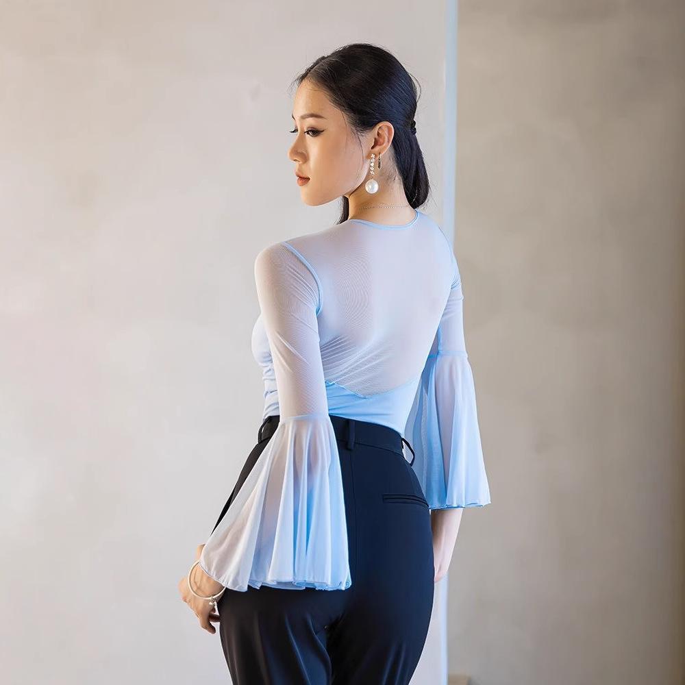 Tuta da ballo latina standard nazionale abbigliamento da ballo da donna con scollo rotondo allenamento body da ballo moderno jazz per donne
