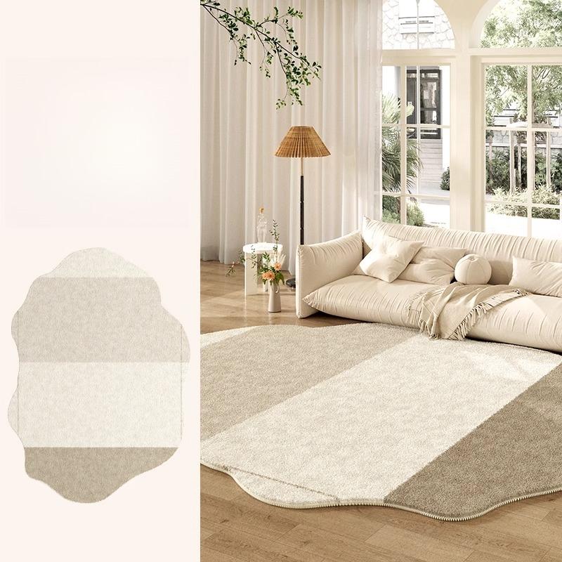 

Fluffy Soft Lounge Floor Mat Thickend Plush Bedside Rug Cream Style Bedroom Decor Plush Irregular Shapes Carpets For Living Room 80x120cm