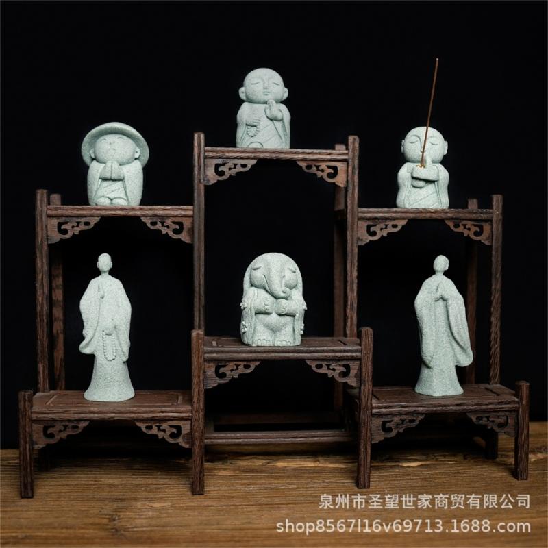 Aquariums Jizo Monk Statue for FishTank Landscaping for Shrimp Breeding Hideouts Ornaments Simple Crafts