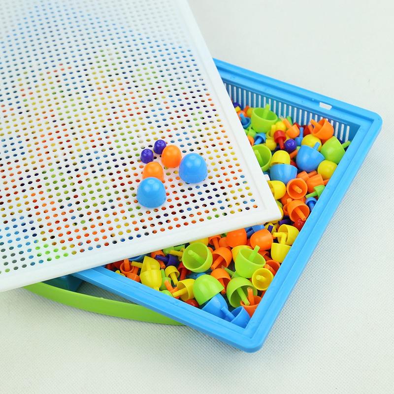 296 Pieces/Set Box-packed Grain Mushroom Nail Beads Intelligent 3D Puzzle Games Children Toys