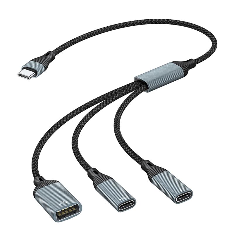 Type C Splitter Cable with 60W Charging and 480Mbps Data Transfer for Phones Tablets Laptops and More