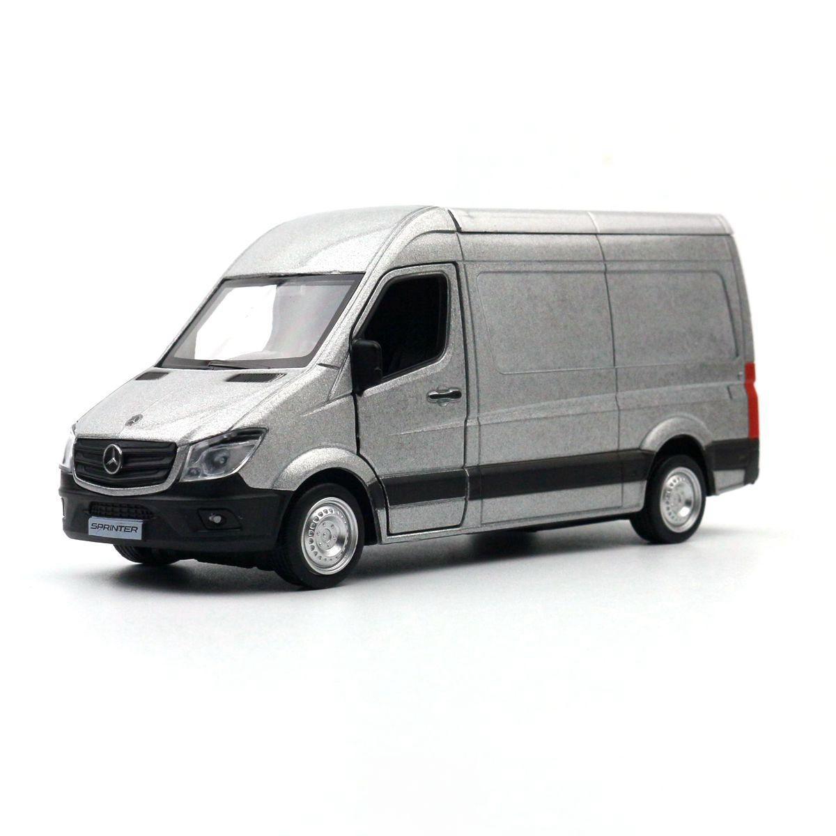 

Mercedes-Benz Sprinter Toy Car Model 1/36 RMZ City Diecast Alloy Miniature Pull Back Doors Openable Collection Gift for Children серебряный