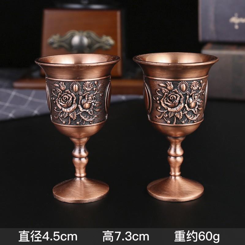Elegant Metal Shot Glass Set Vintage Style High Stem Whiskey Cup Home Bar Decor 2pcs