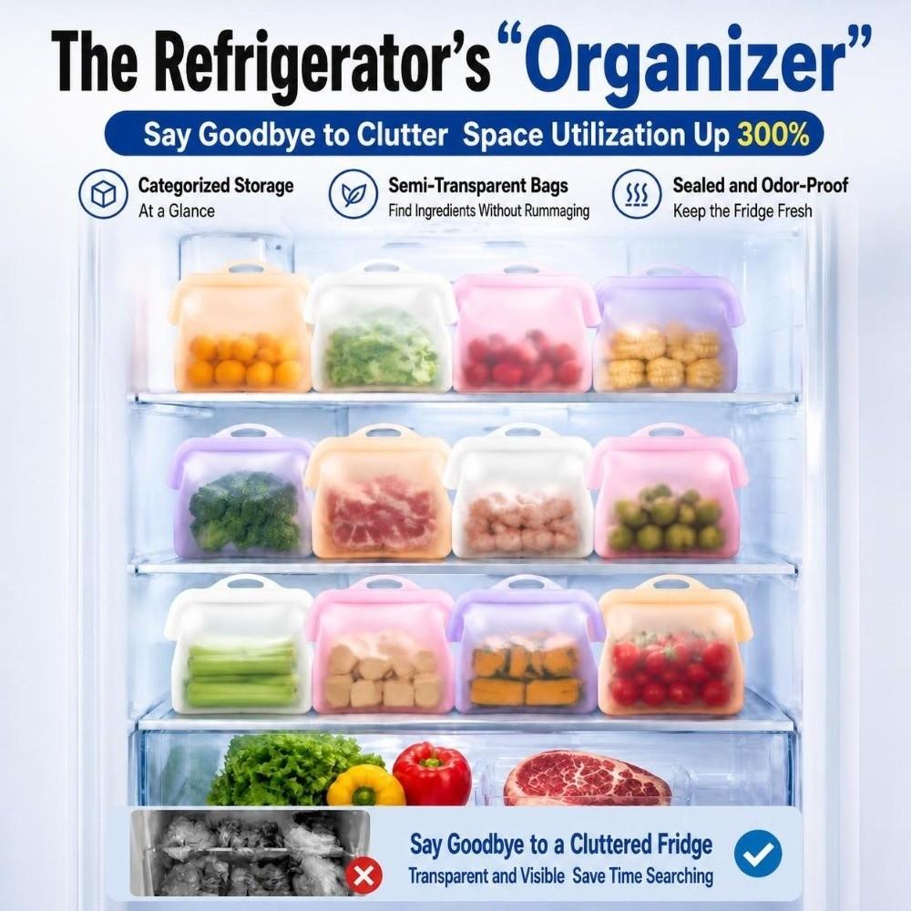 With Handle Fruit Storage Bags Odor-Proof Upright Freezer Bags Dishwasher Safe