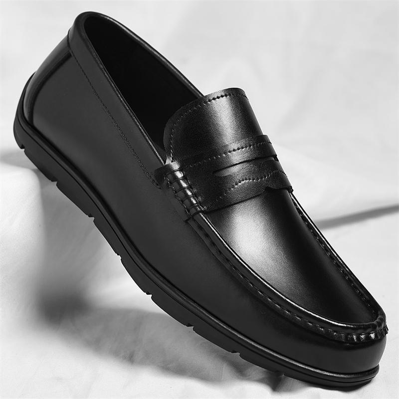 

Fashion Lightweight Male Moccasins New Leather Loafers Handmade Stitching Mens Driving Shoes Rubber Casual Shoes Comfy Slip on Flats 44 чёрный