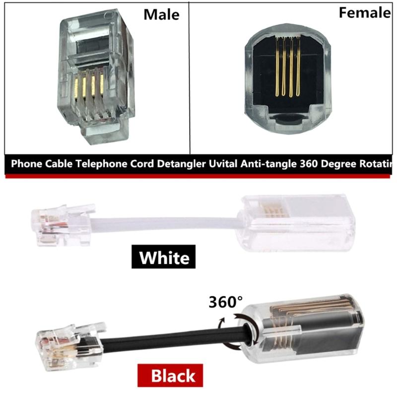 RJ9 Phone Line Detangler 4P4C Telephone Cord Untangler Durability PVC High Compatibility for Desk Phones