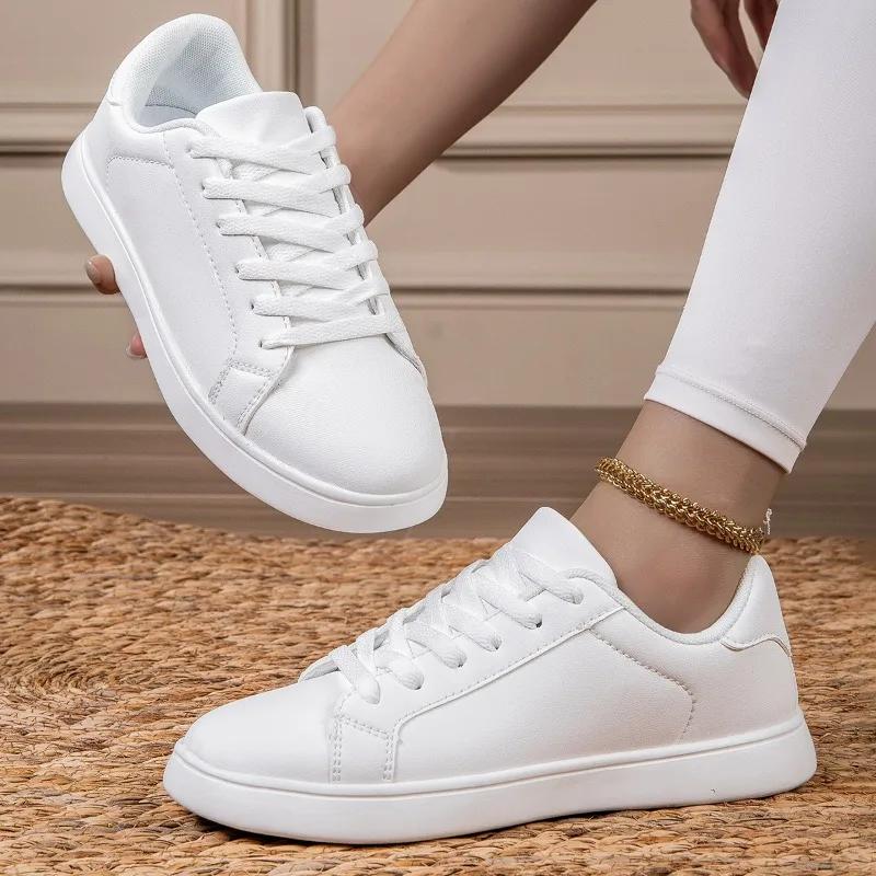 MAEDEF Woman Shoes Lace Up White Sneakers Women Men Lightweight Comfortable Skate Shoes Non Slip Ladies Sports Walking Shoe