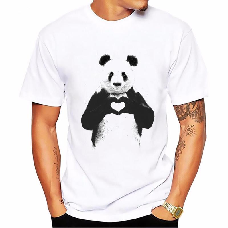 Sommer Mode Herren T-Shirt Kawaii Grafik Lustiger Panda Aufdruck Kurzarm Kleidung Männlich Süß Harajuku Freizeit T-Shirt