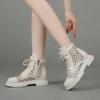 Low-heeled leather hollowed-out Martin boots women's cool boots mesh breathable hole shoes 2025 summer new sandals short boots