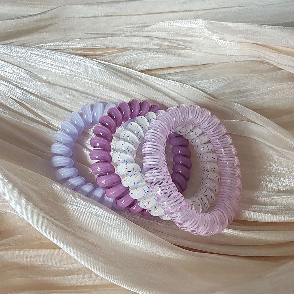 4PC European and American Telephone Line High Elasticity Hair Ties for Women Girls Ponytail Holder Hair Rings Rope Accessories