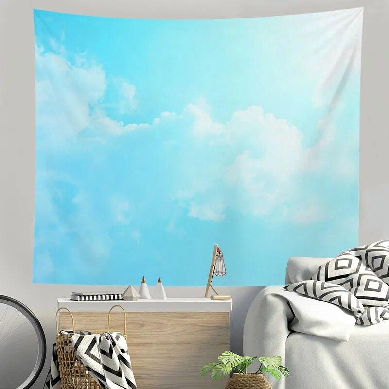 Tapestry Beautiful Small Fresh Blue Sky and White Clouds Background Room Living Room Personalized Home Decoration Hanging Cloth