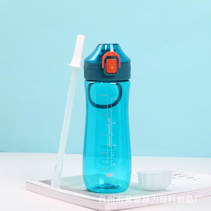 Plastic Cup Sports Outdoor Water Cup 600ml with Handle Straight Mouth Spring Cover Water Cup Can Be Equipped with Filter Screen and Straw