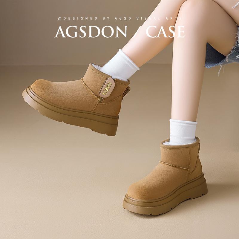 Augustine velvet snow boots women's 2025 new winter thickened outer wear cotton shoes fashionable platform bread short boots