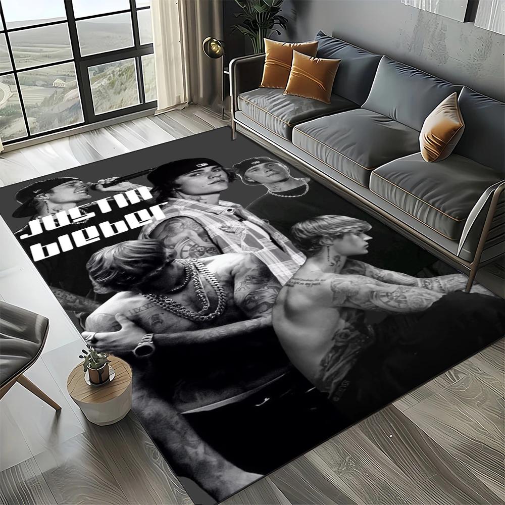2025 New Style Justin Drew Bieber Singer 3D Carpet Rug for Living Room Bedroom Home Sofa Decoration,Kid Play Non-slip Floor Mat