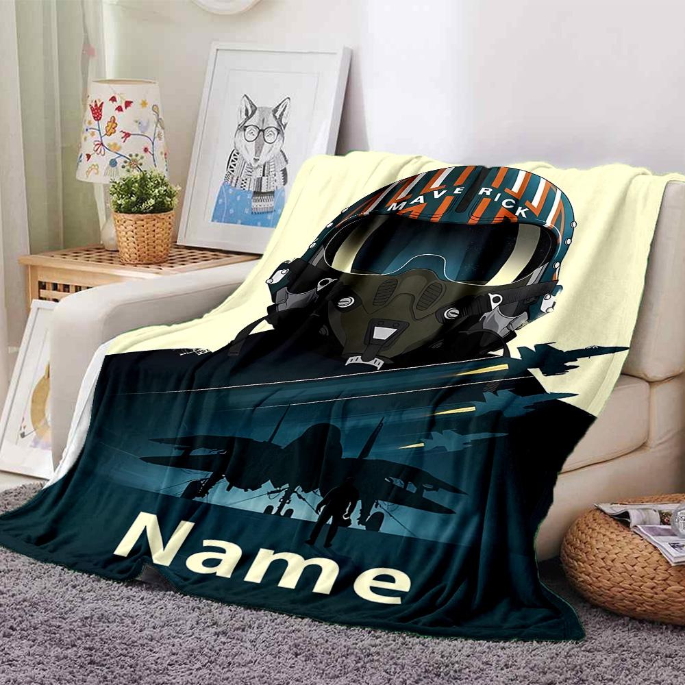 Customiz Name Personality Top Gun Maverick Blanket Soft &Warm Sofa Office Bed Travel Lunch Break Blanket, Gift Suitable All Seasons