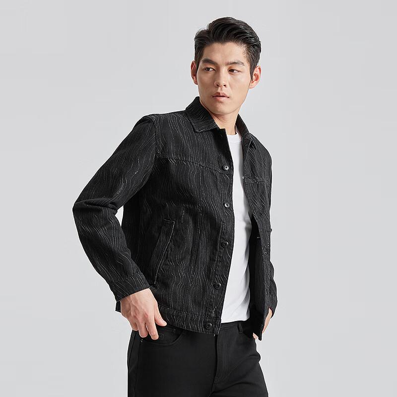 Lilang Men's Spring 2025 Jacquard Cotton Denim Jacket