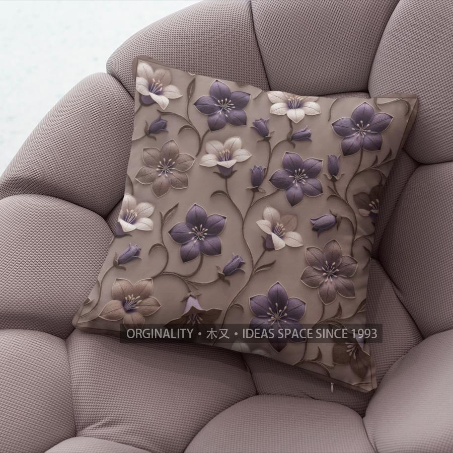 Purple Floral Embossed Style Throw Pillow Covers Pattern Cushion Cover Suitable For Sofa Bedroom Car Pillow Cover