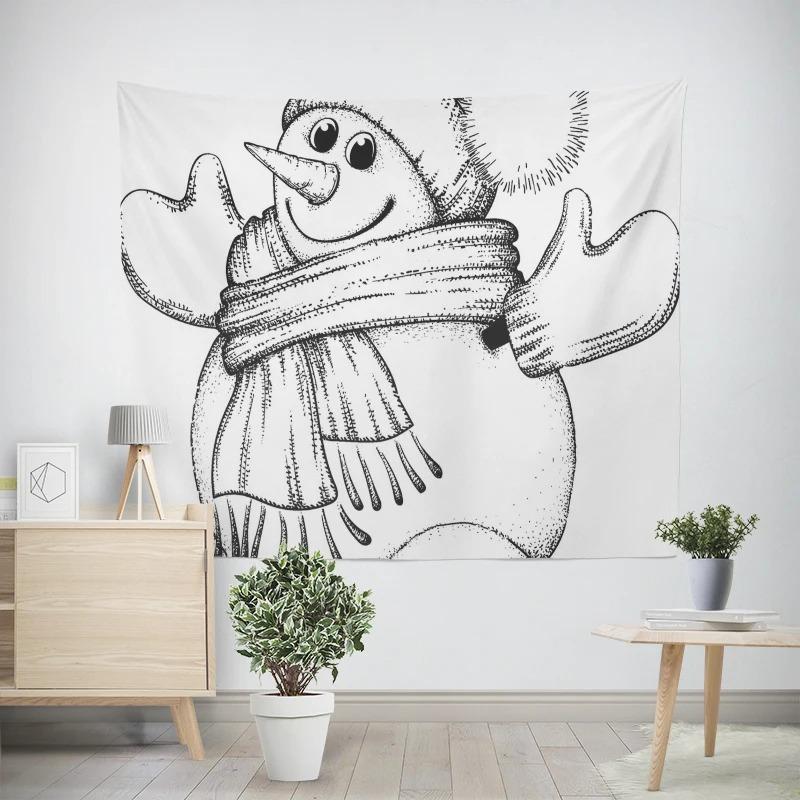 Christmas New Year Pattern Living Room Bedroom Decorative Tapestry