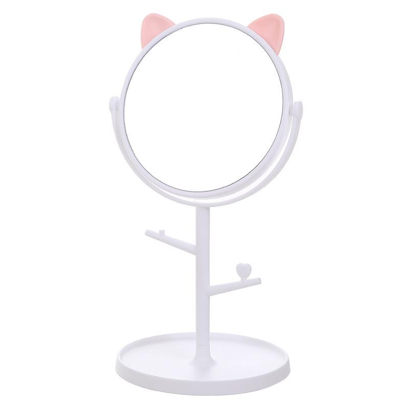 Rotating HD Cat Ear Vanity Mirror - Portable Desktop Makeup Mirror As shown