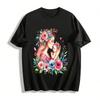 Gentle Mother Baby Embrace Floral Print Casual T-shirt Pure Cotton T-shirt