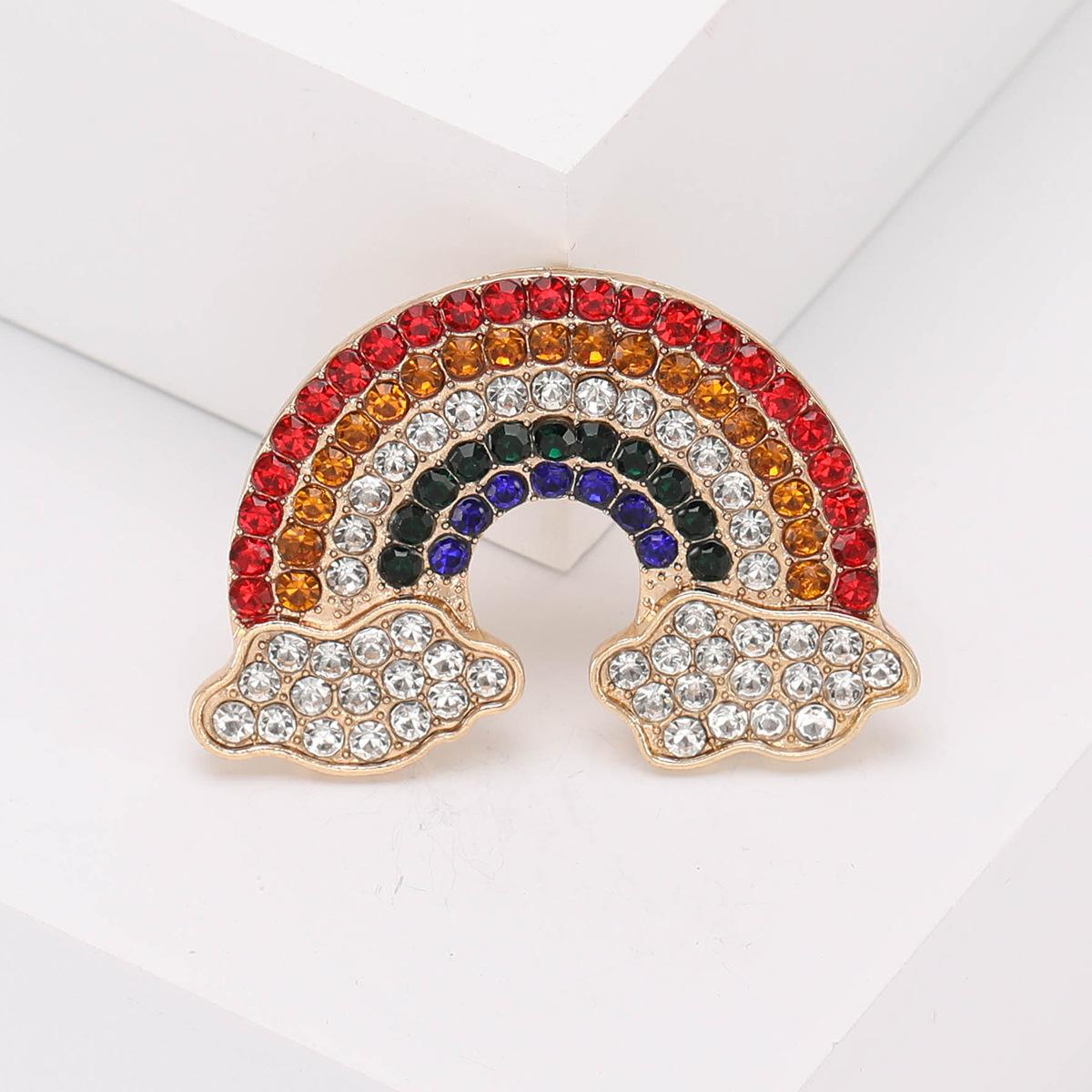 

Креативная изысканная брошь-радуга из сплава, инкрустированная бриллиантами, брошь в виде аксессуара для одежды класса люкс