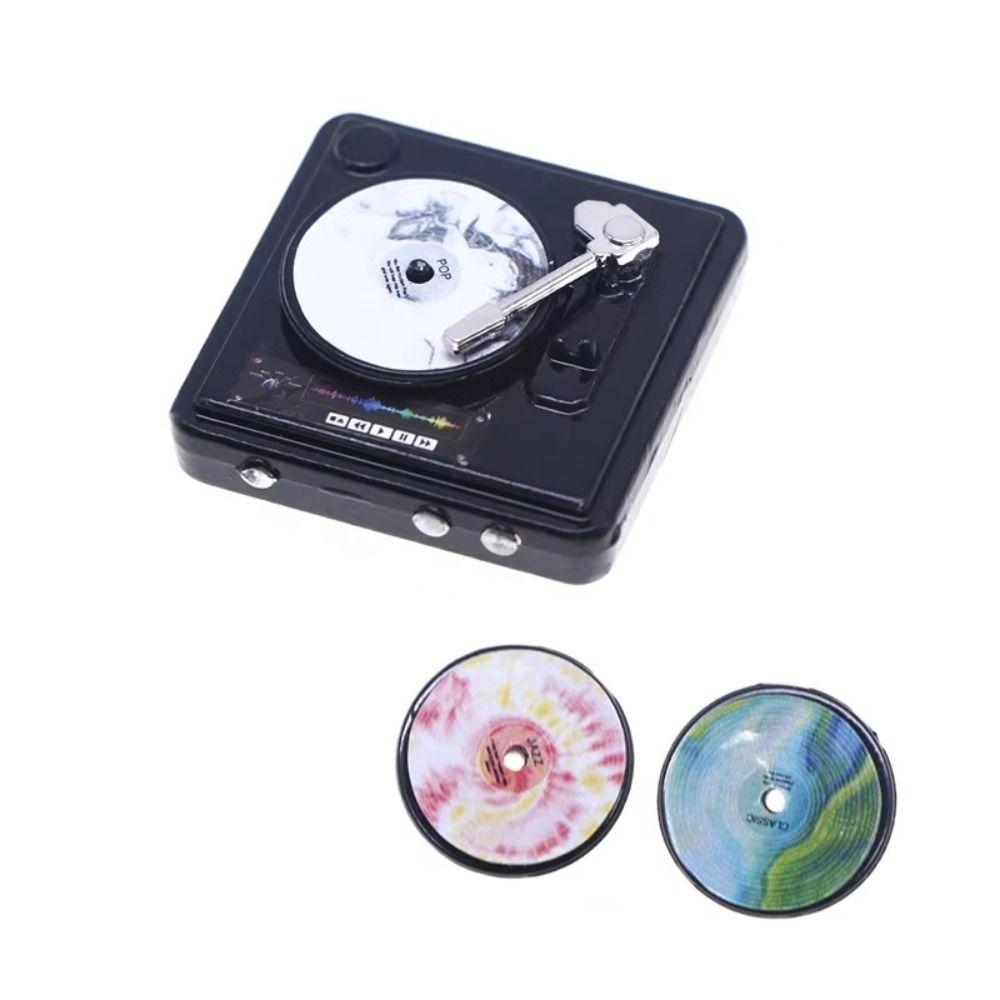 1:12 Miniature Record Player Lifelike Design Mini Disc Player Dollhouse Cd Player  Girls Toy