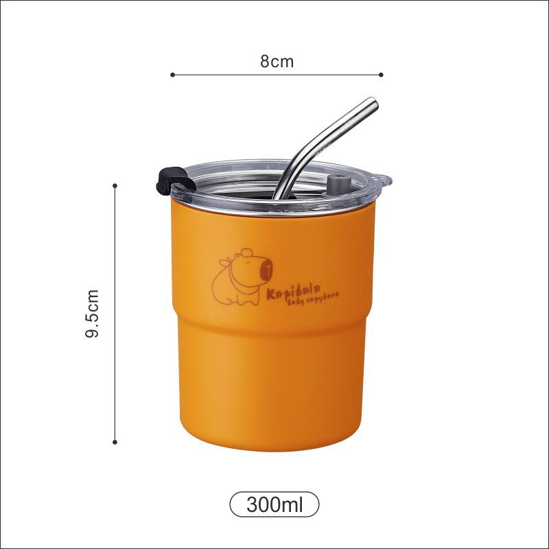 

304 Food Grade Insulated Stainless Steel Coffee Mug with Straw - Double Wall, Portable Cold Storage for Tea & Office Use