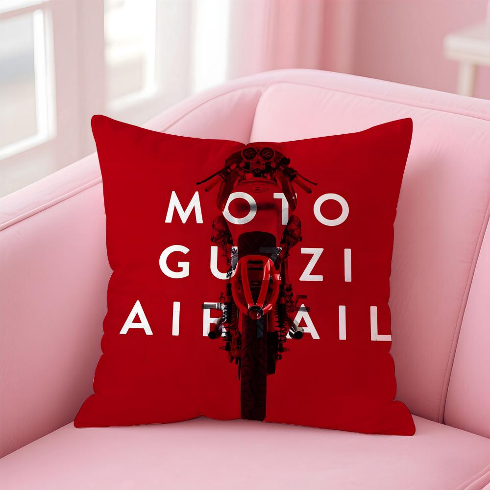 Classic Italian Brand MMoto Guzzi Cushion Cover Pillowcase Short Plush Invisible Zipper Room Sofa Cushion Cover