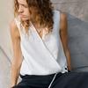 % Linen Vest Short Old Money Wind V-neck Women's Summer, Vest Strap Sleeveless Top