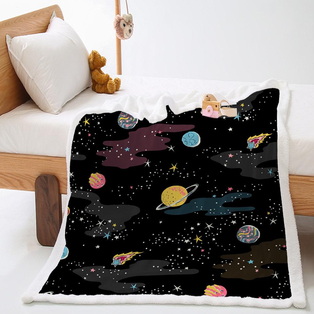 Car Moon Planet Thickened Lamb Fleece Crystal Fleece Blanket Cover Blanket