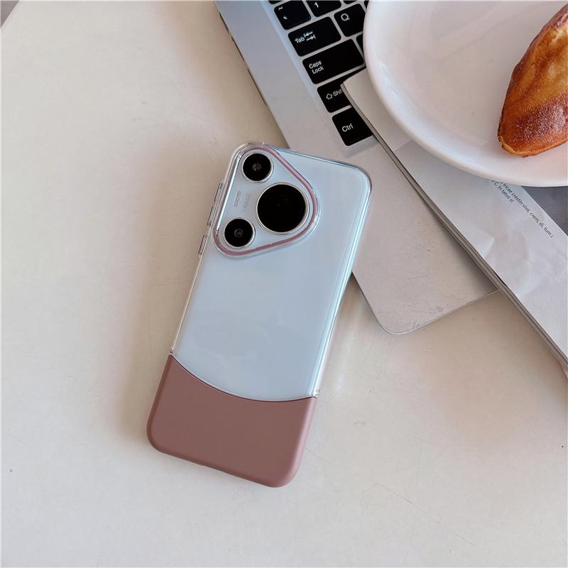 Transparent Double Color Montage Down Up Insert PC Case For Huawei Pura 70 Ultra Pro Plus Shockproof Back Cover Shell Protector