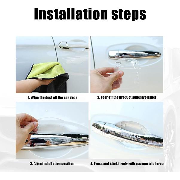 QODOLSI 4 PCS Car Door Bowl Protector, Transparent Scratch Protector, Universal Paint Protection Film
