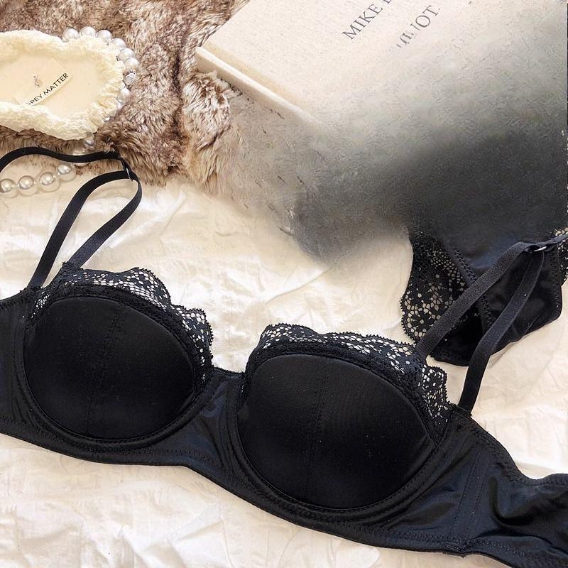 Lace Bras 1/2 Cup Thin Soft Push Up Bras For Women's Underwear Wireless Black White Girls Bras Wife Gifts Fashion Lady Inner Tops Sexy Bras