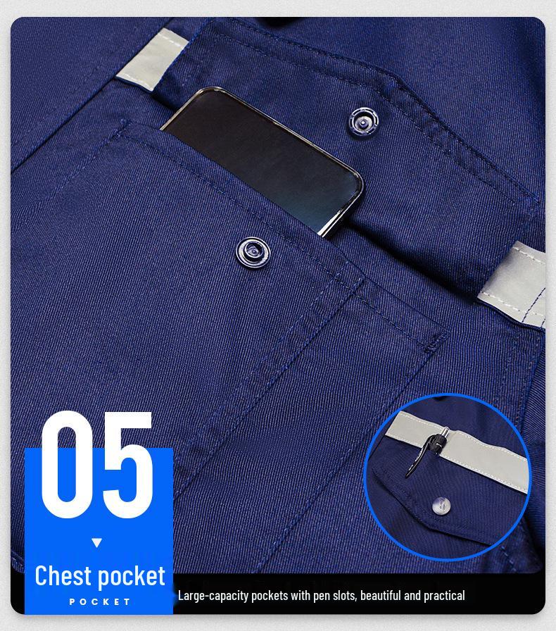 Men's Reflective Workwear Set - Durable Overalls for Workshop, Auto Repair, and Labor Protection (Spring/Autumn)