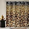 1Pc Multi-Pattern Shower Curtain Collection, Cow Print Leopard Cherry Bow Fabric Bath Decor With Hooks For Bathroom