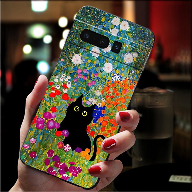 Van Gogh Sunflowers Cat Phone Case For Google Pixel 10 Pro 9 Pro XL 9A 8 7 6 Pro Pixel 8A 7A 6A Pixel 8 7 6 5