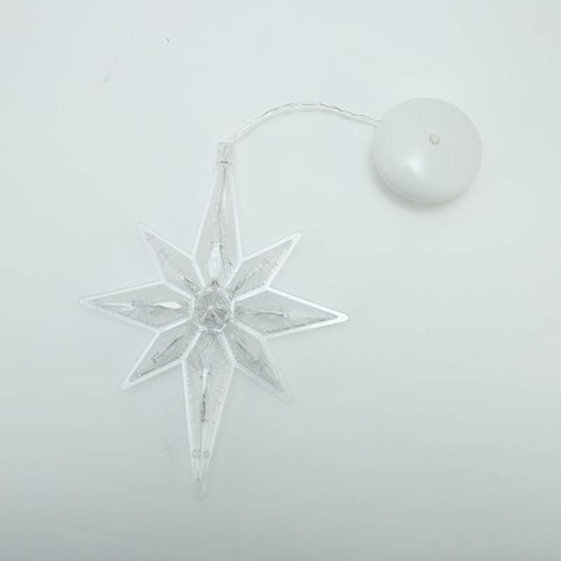 Weihnachtsbeleuchtung am Fenster mit Saugnapf-Hängesternen (batteriebetrieben)